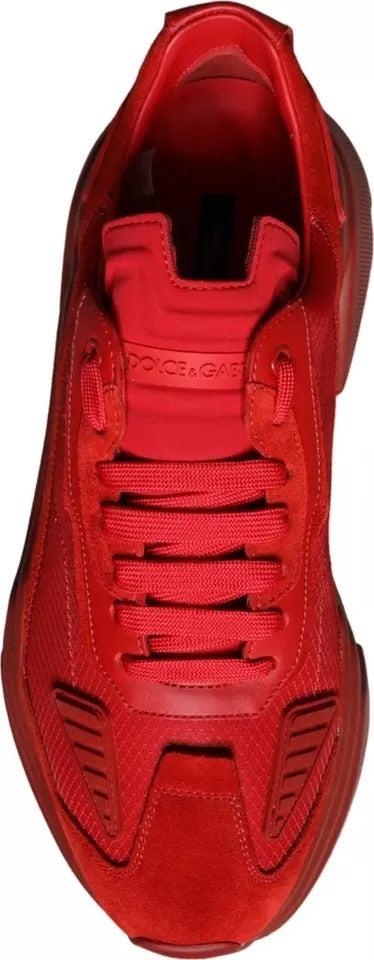 Dolce & Gabbana Rote Leder Daymaster Low Top Sneakers Schuhe