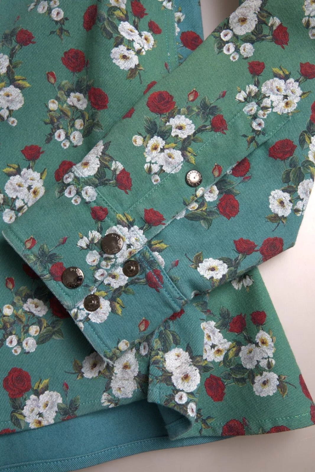 Dolce &amp; Gabbana Blue floral cotton shirt with denim button placket