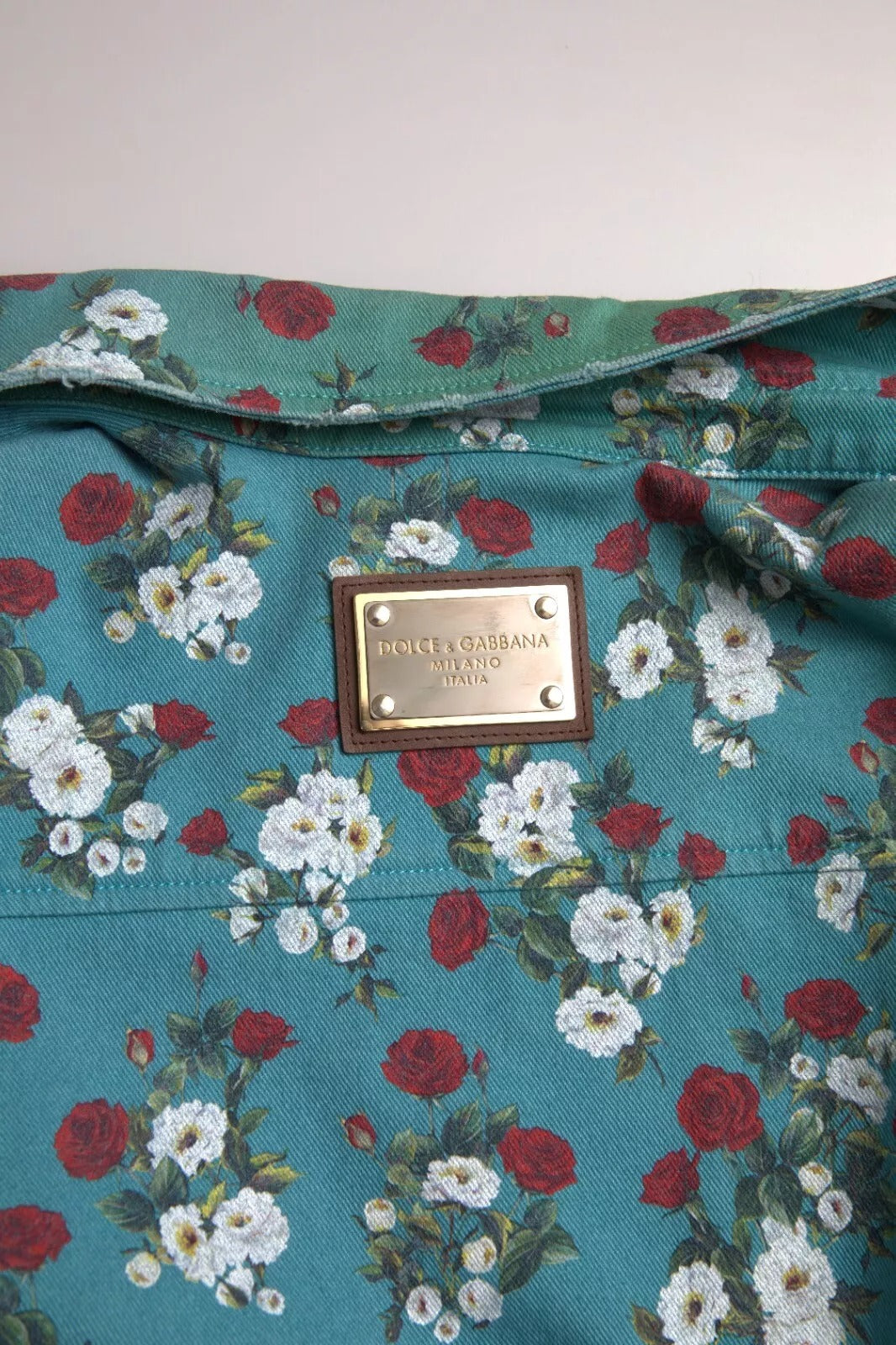 Dolce &amp; Gabbana Blue floral cotton shirt with denim button placket