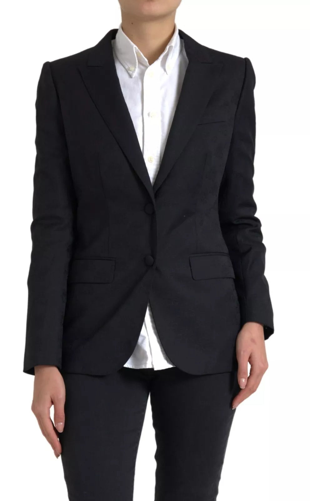 Dolce & Gabbana Schwarzer Langarm Mantel Blazer Jacke