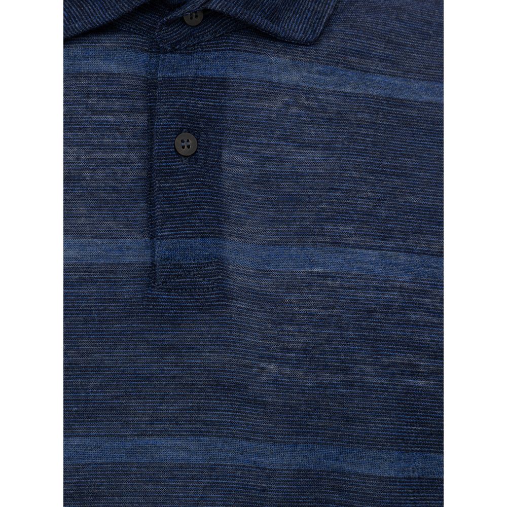 Corneliani Poloshirt aus blauer Wolle Vergine