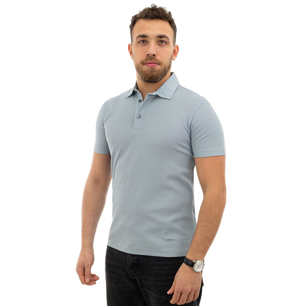 Corneliani Hellblaues Baumwoll-Poloshirt