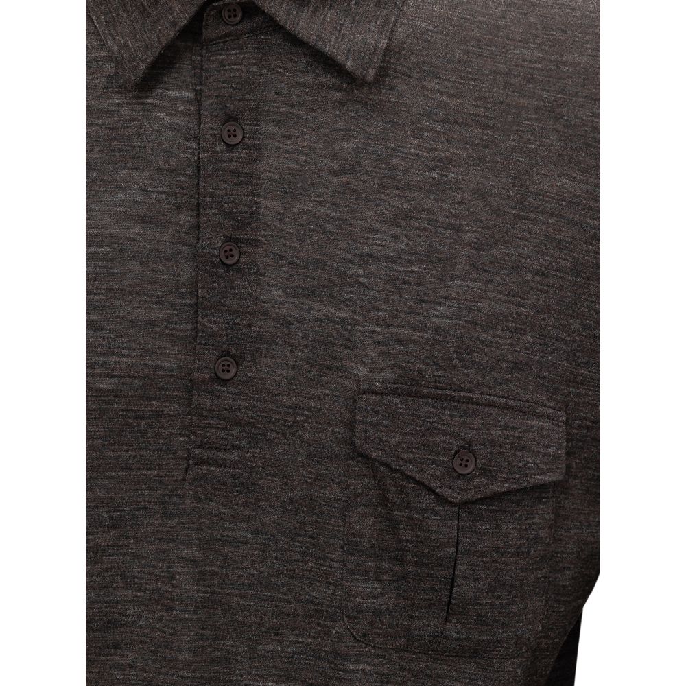 Corneliani Graues Woll-Poloshirt