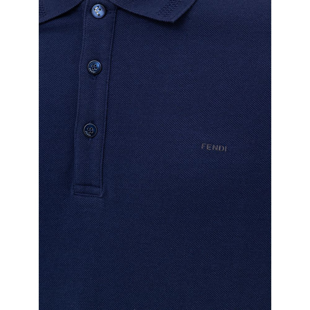 Fendi Marineblaues Baumwoll-Poloshirt