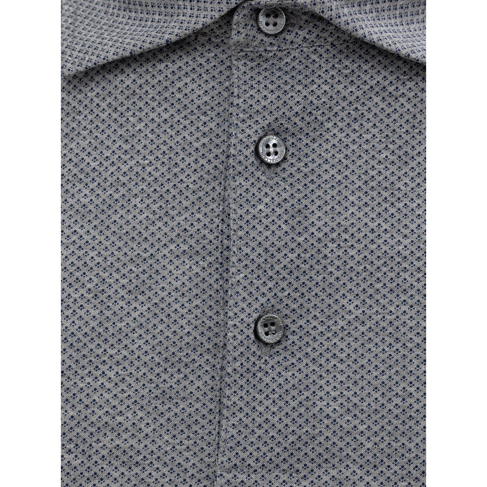 Corneliani Graues Baumwoll-Poloshirt