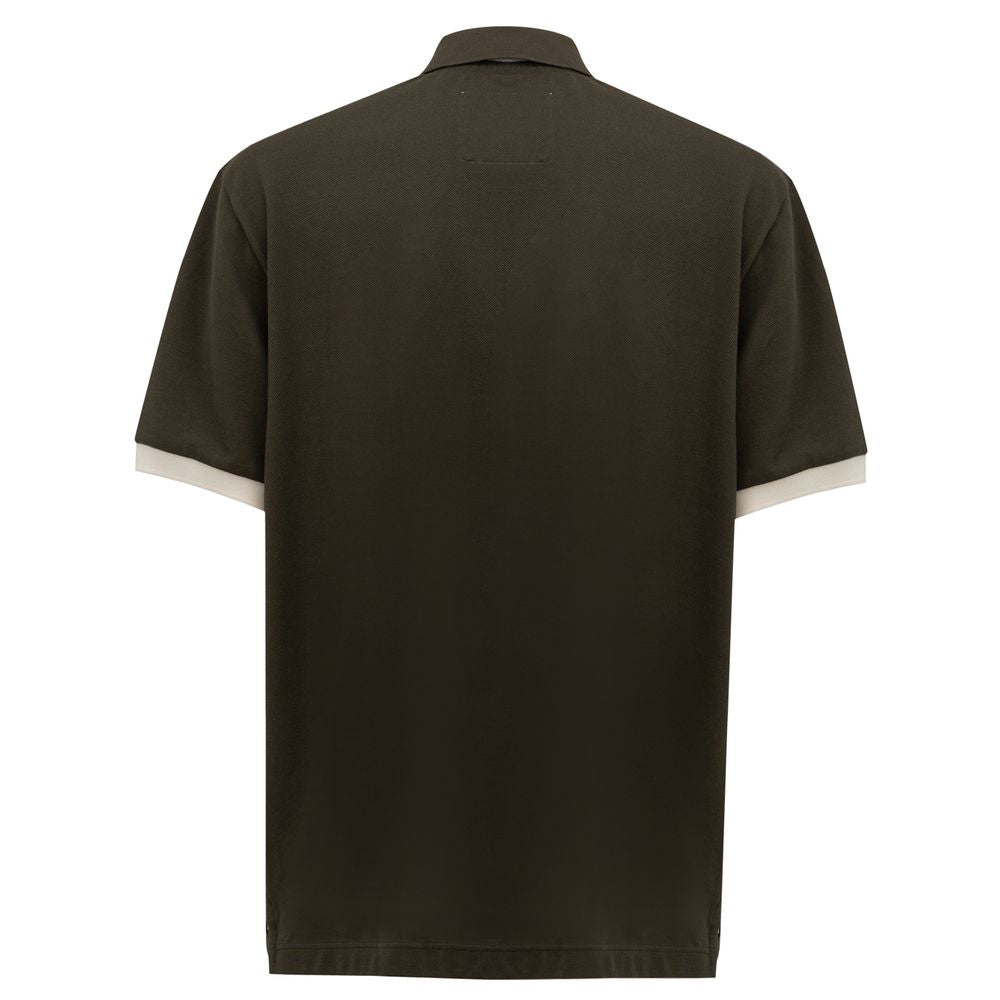 Canali Grünes Baumwoll-Poloshirt