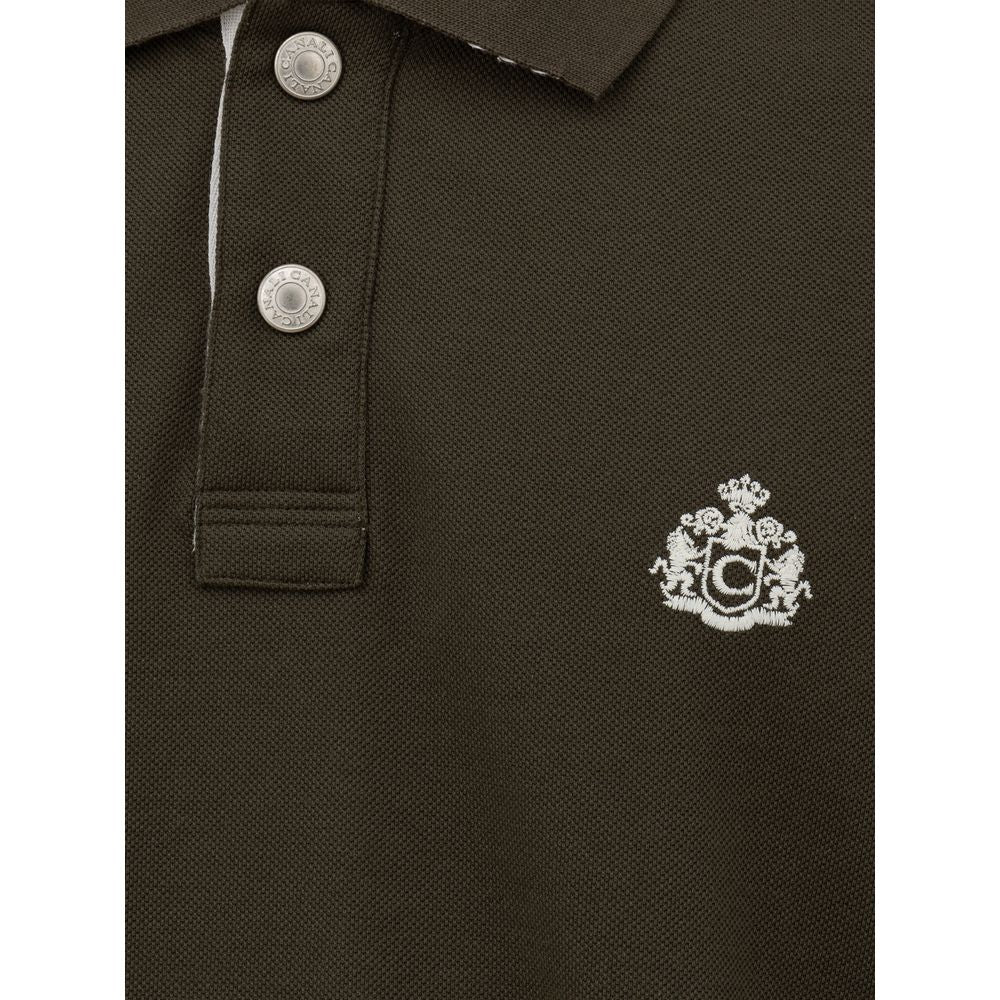 Canali Grünes Baumwoll-Poloshirt