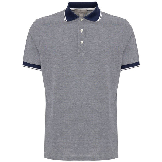 Canali Blaues Baumwoll-Poloshirt