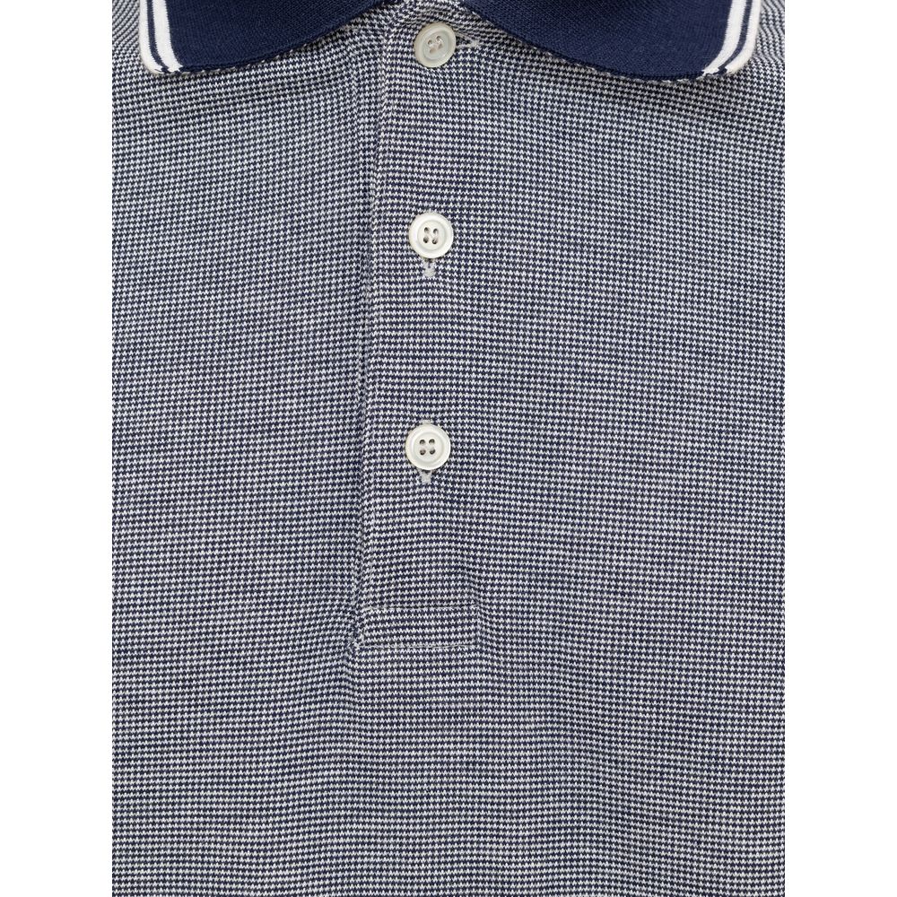 Canali Blaues Baumwoll-Poloshirt