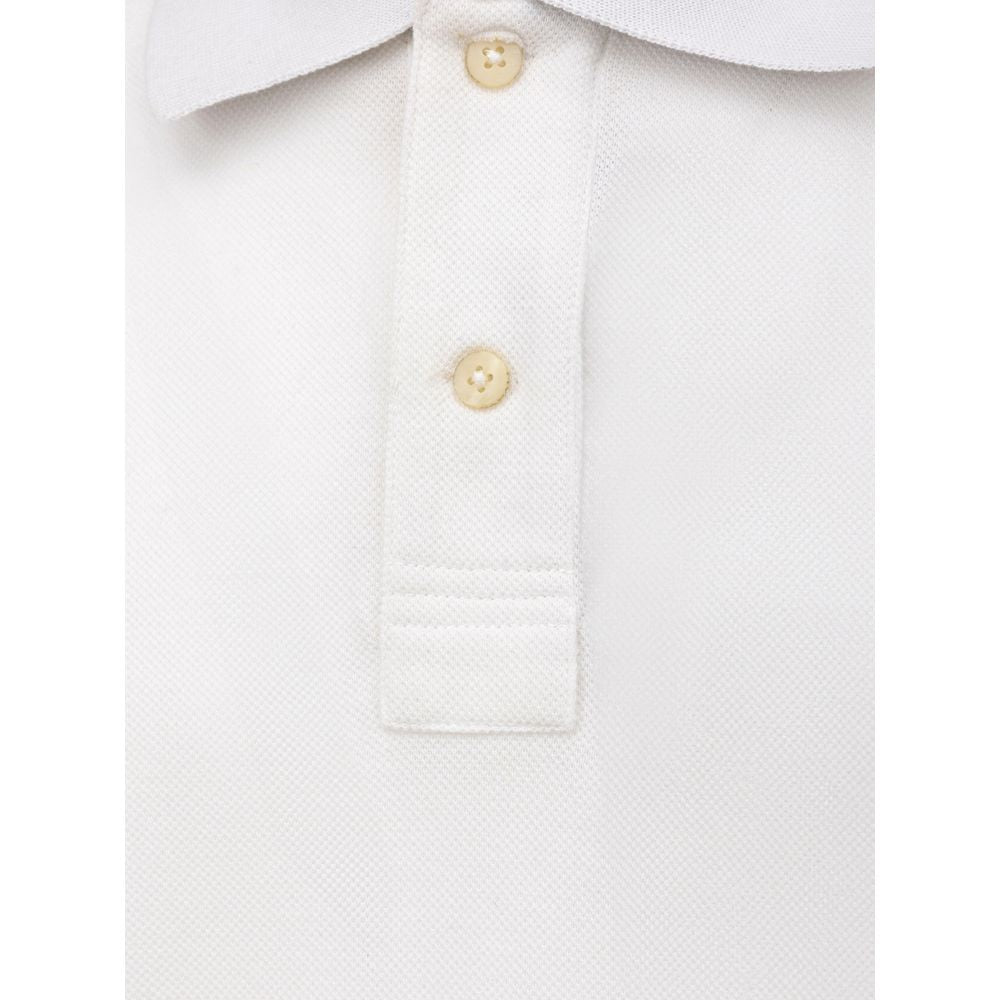 Canali Weißes Baumwoll-Poloshirt