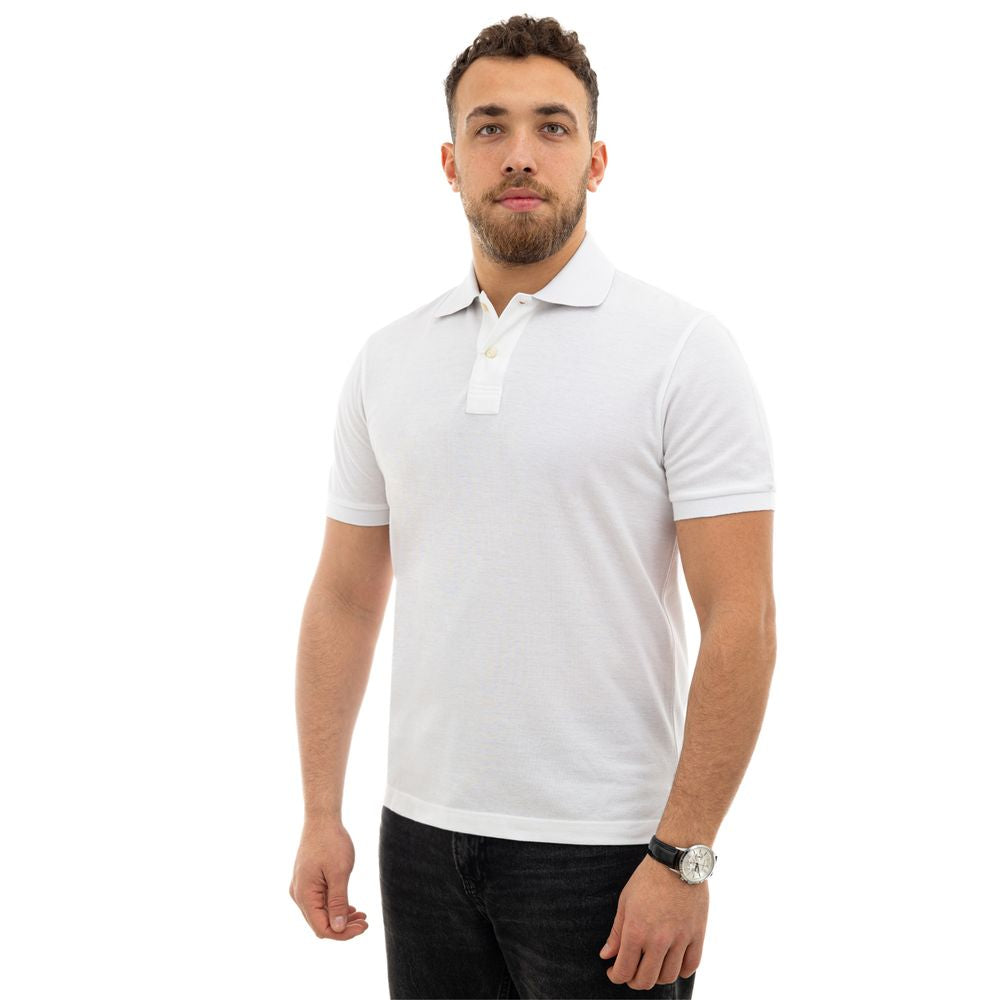 Canali Weißes Baumwoll-Poloshirt