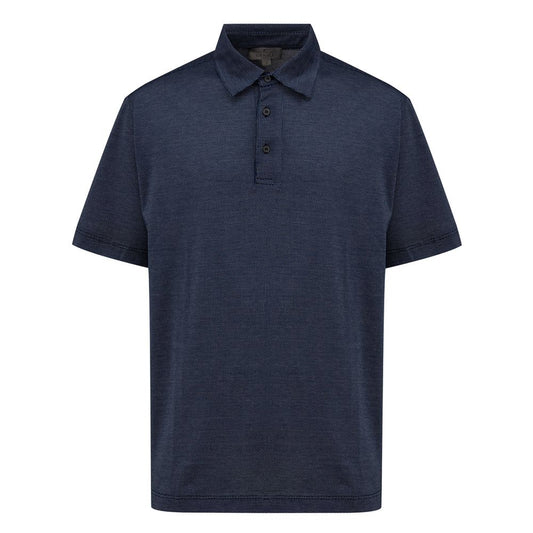 Canali Blaues Baumwoll-Poloshirt