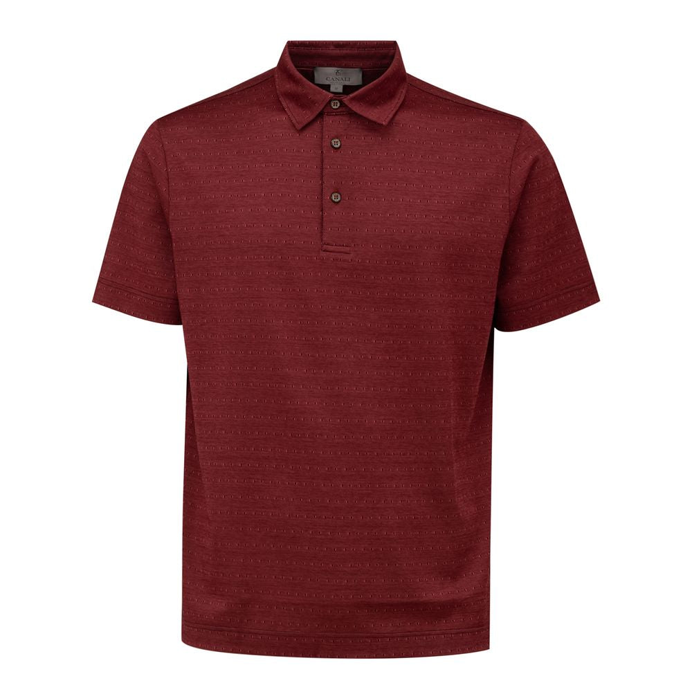 Canali Burgunderfarbenes Baumwoll-Poloshirt