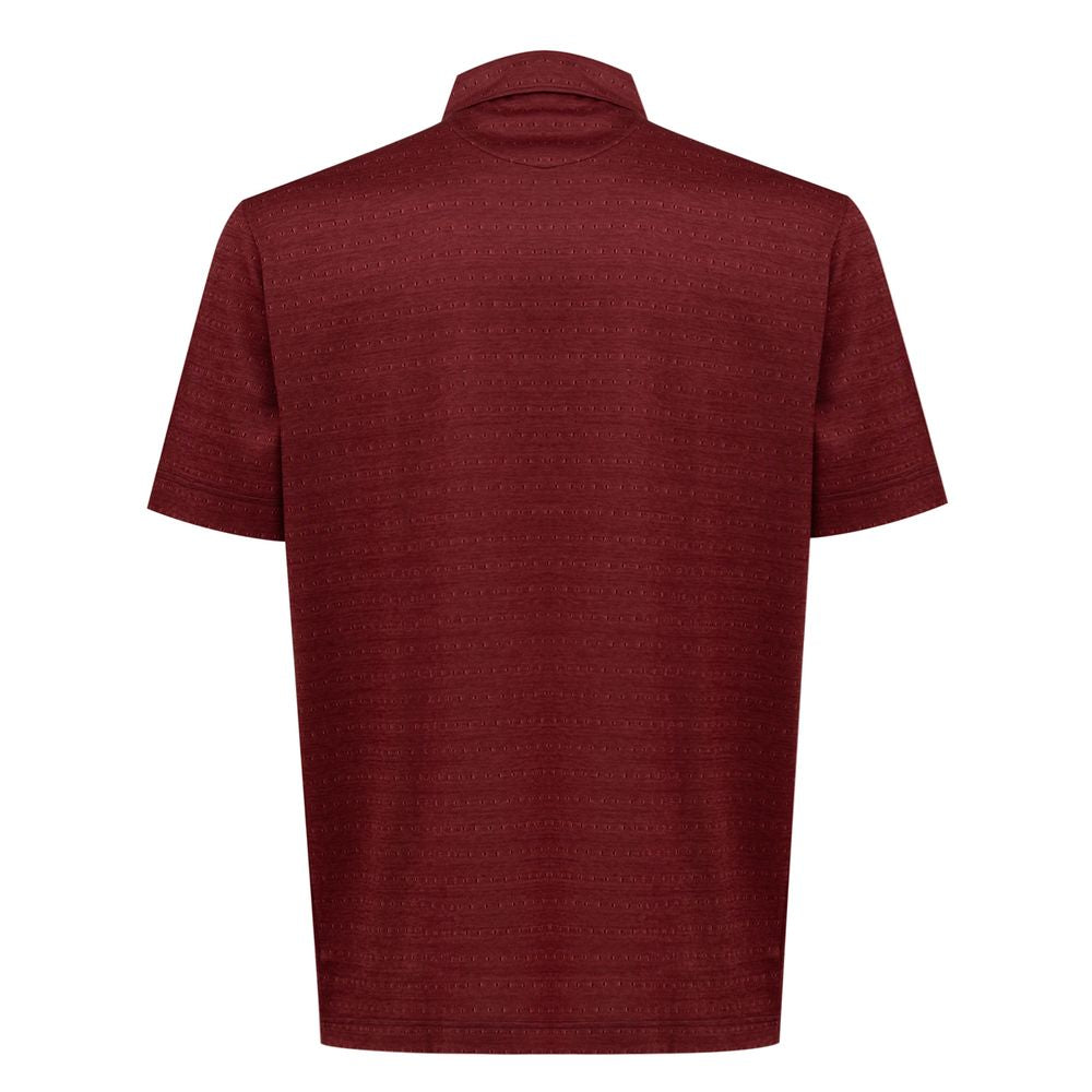 Canali Burgunderfarbenes Baumwoll-Poloshirt