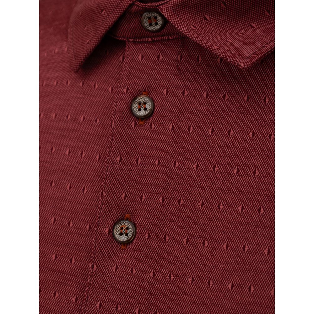 Canali Burgunderfarbenes Baumwoll-Poloshirt