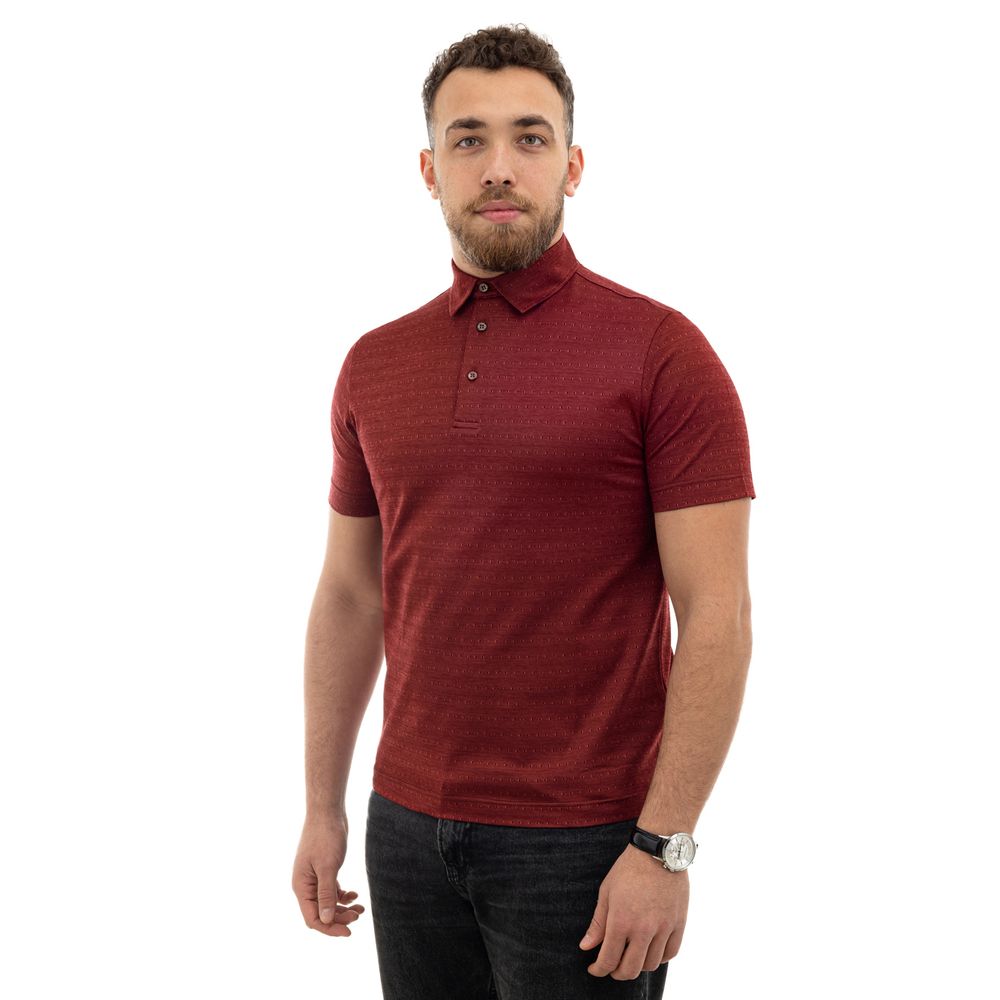 Canali Burgunderfarbenes Baumwoll-Poloshirt