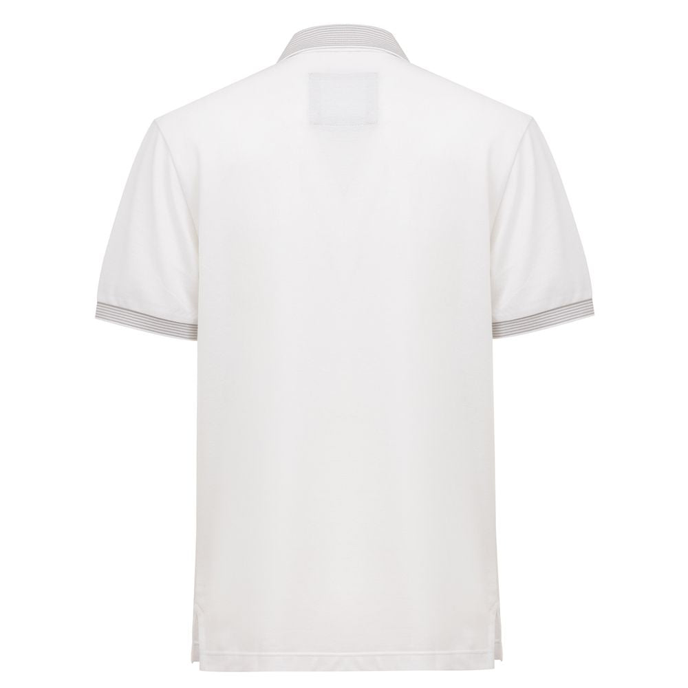 Canali Weißes Baumwoll-Poloshirt