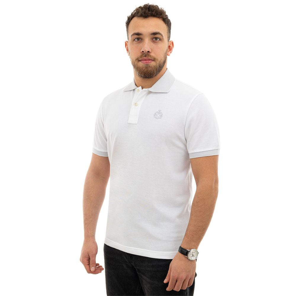 Canali Weißes Baumwoll-Poloshirt