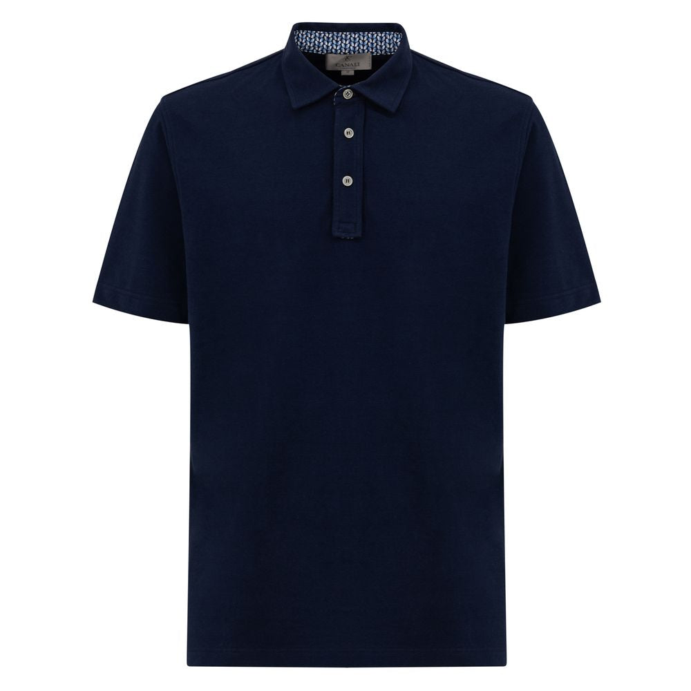 Canali Blaues Baumwoll-Poloshirt