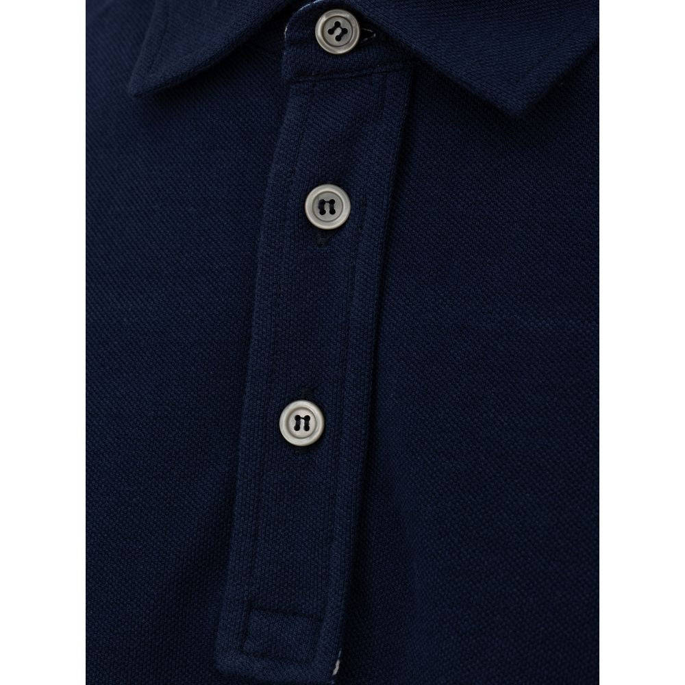 Canali Blaues Baumwoll-Poloshirt