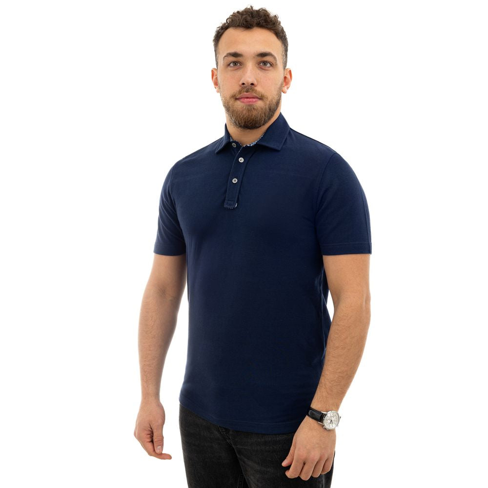 Canali Blaues Baumwoll-Poloshirt