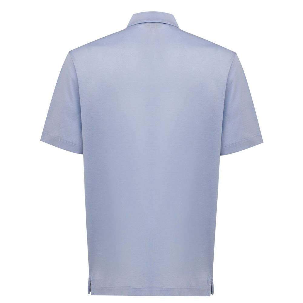 Canali Hellblaues Baumwoll-Poloshirt