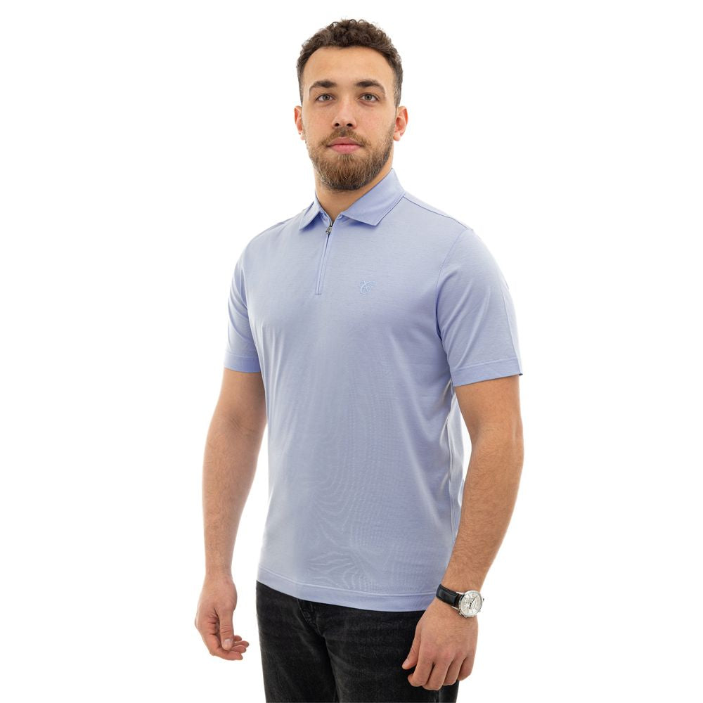 Canali Hellblaues Baumwoll-Poloshirt