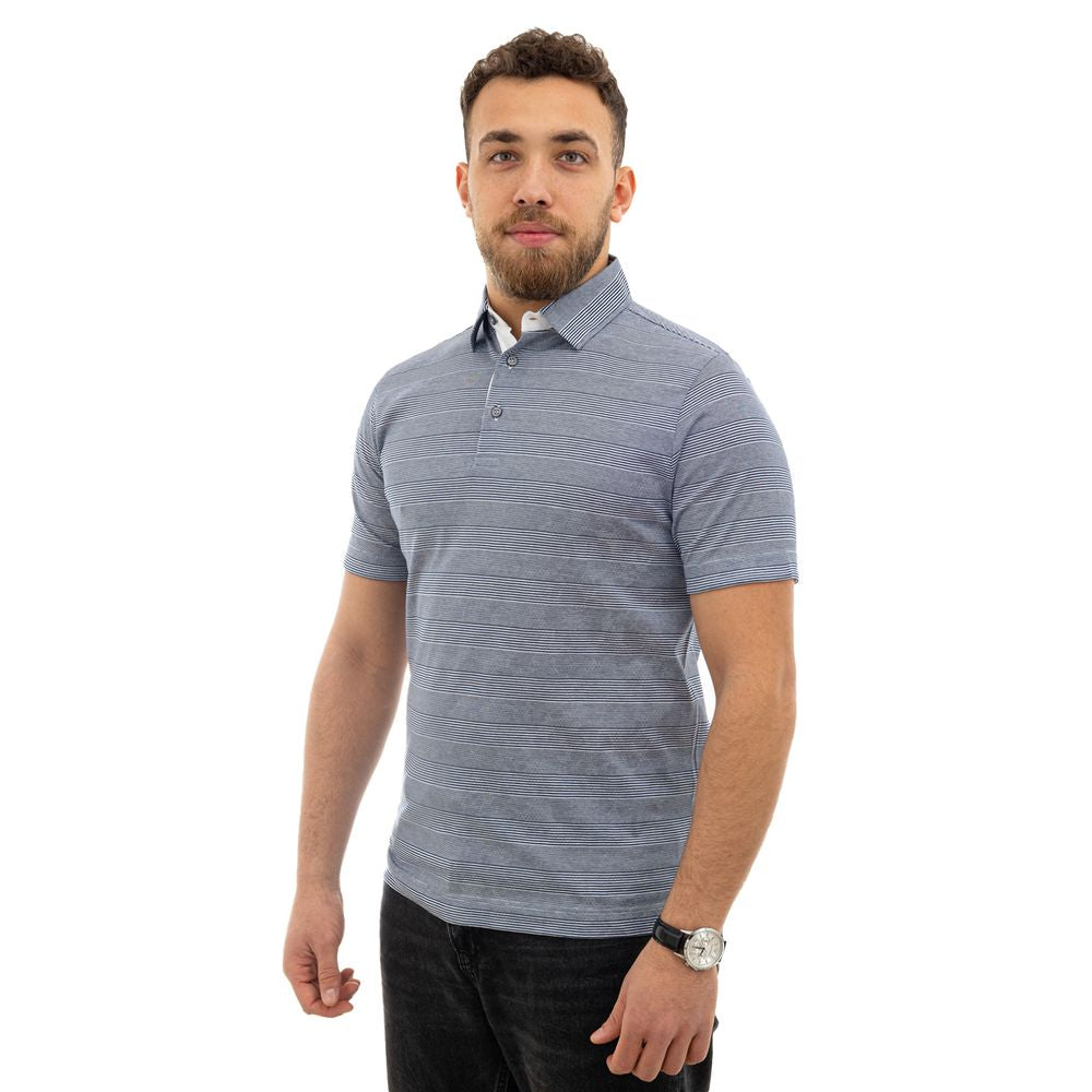 Canali Blaues Baumwoll-Poloshirt