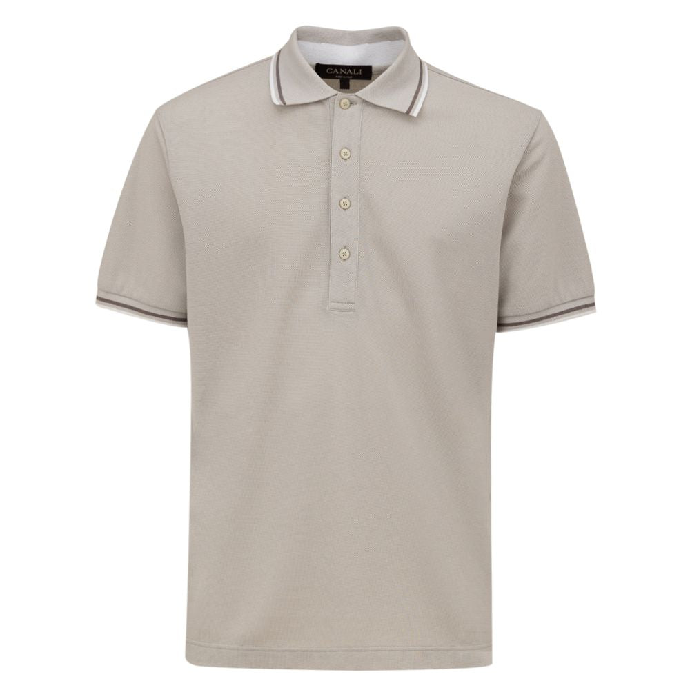 Canali Graues Baumwoll-Poloshirt