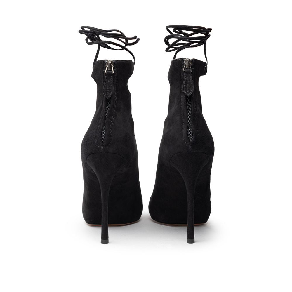 Alaïa Schwarze Leder Scamociata Sandale