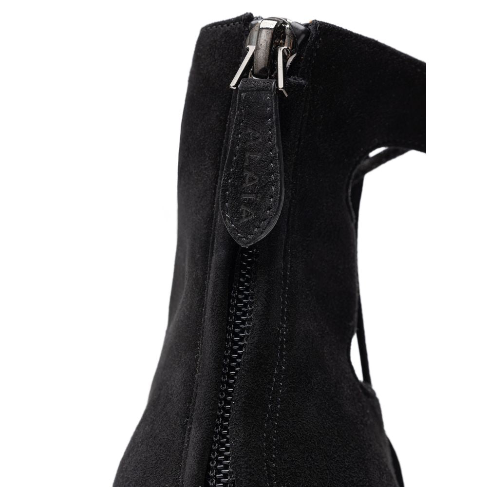 Alaïa Schwarze Leder Scamociata Sandale