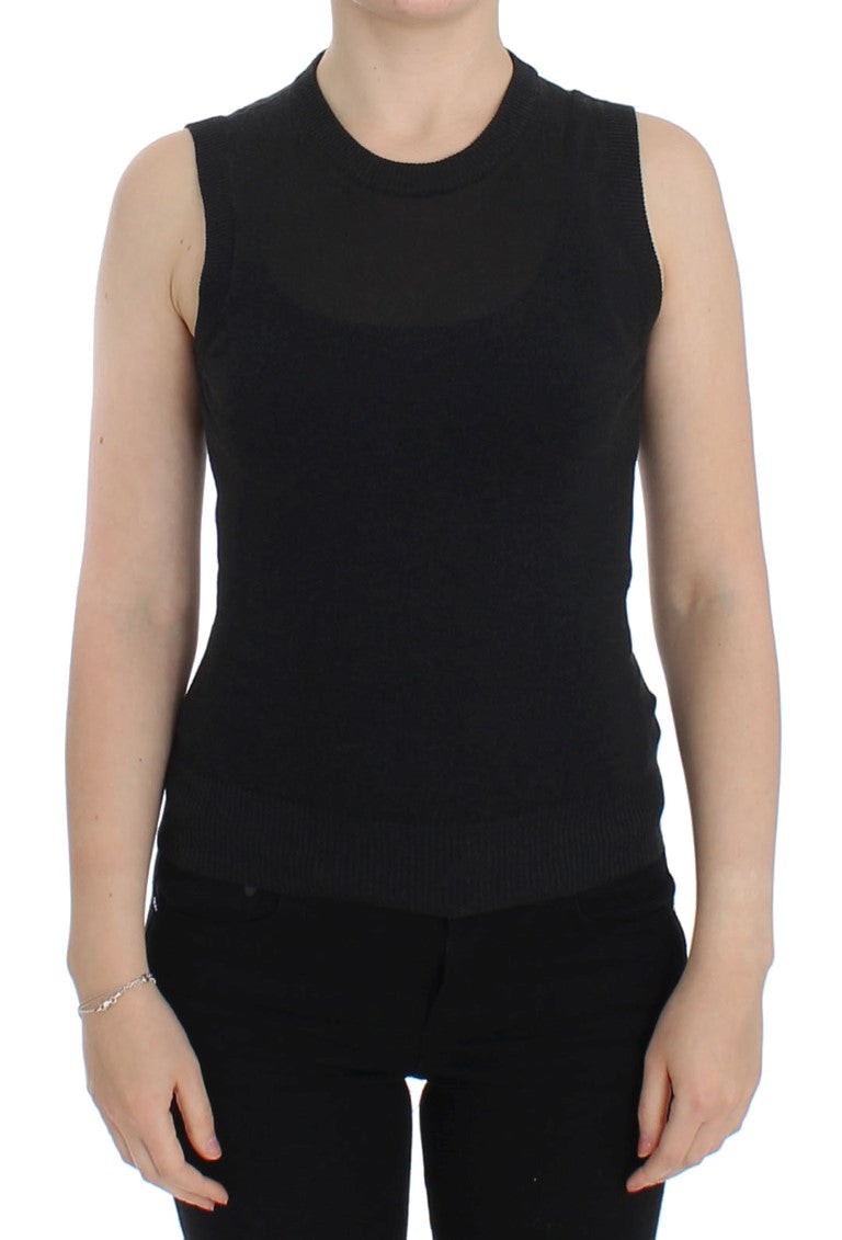 Dolce &amp; Gabbana Elegant black sleeveless sweater vest