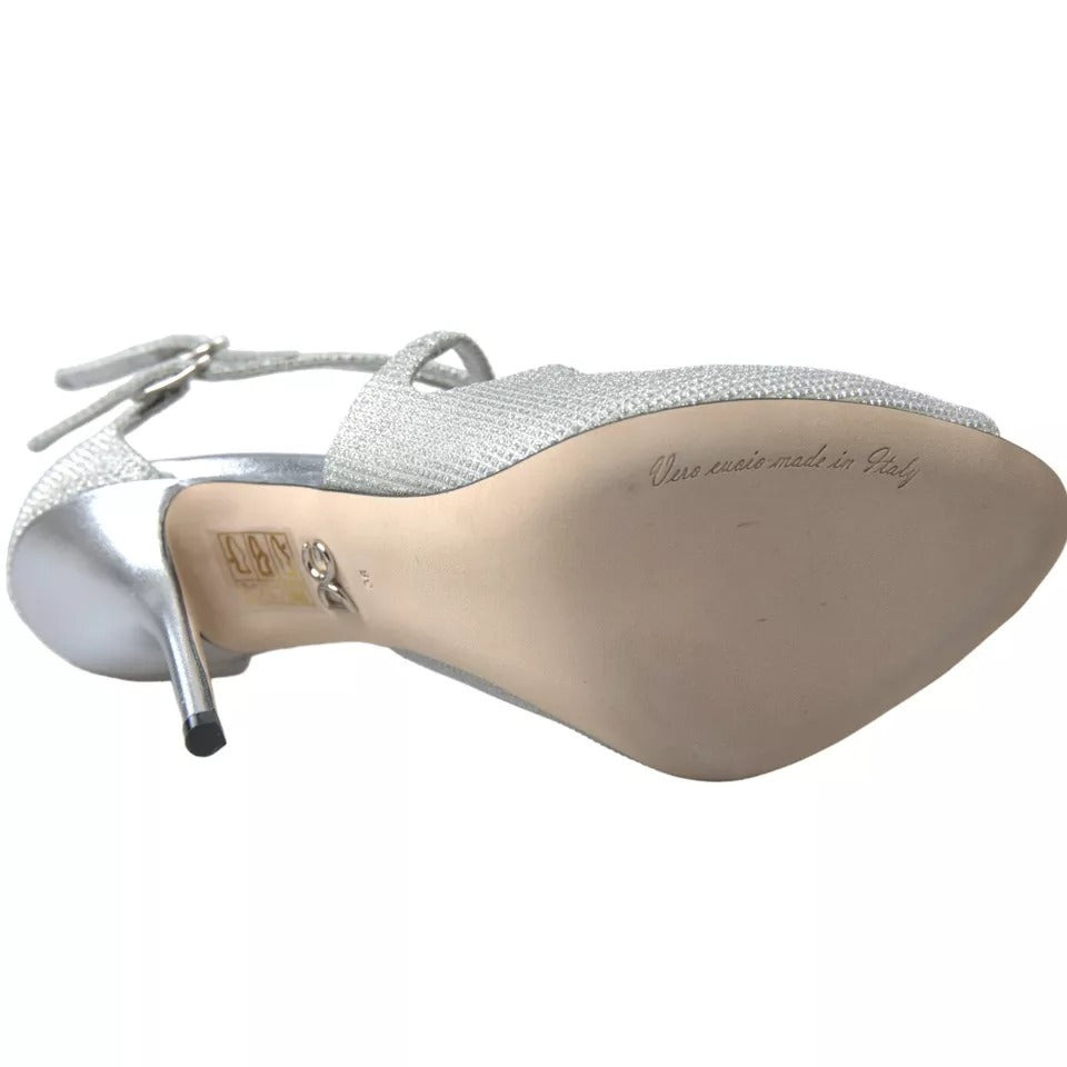 Dolce & Gabbana Silver Shimmers Sandals Heel Pumps Shoes