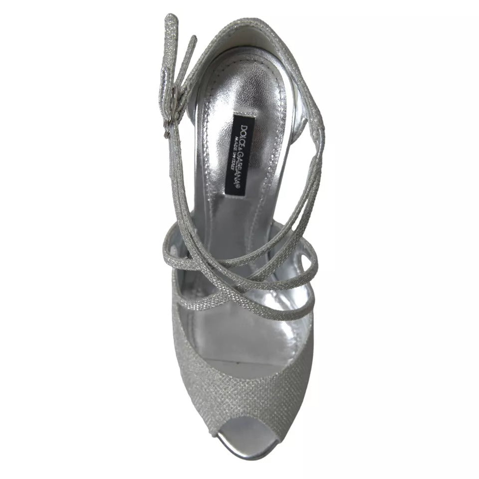 Dolce & Gabbana Silver Shimmers Sandals Heel Pumps Shoes