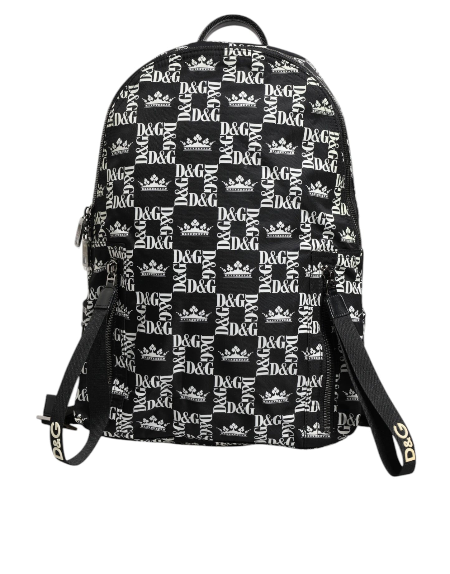 Dolce & Gabbana Schwarz-Weiß-Krone gedruckt Nylon Schule Rucksack Tasche