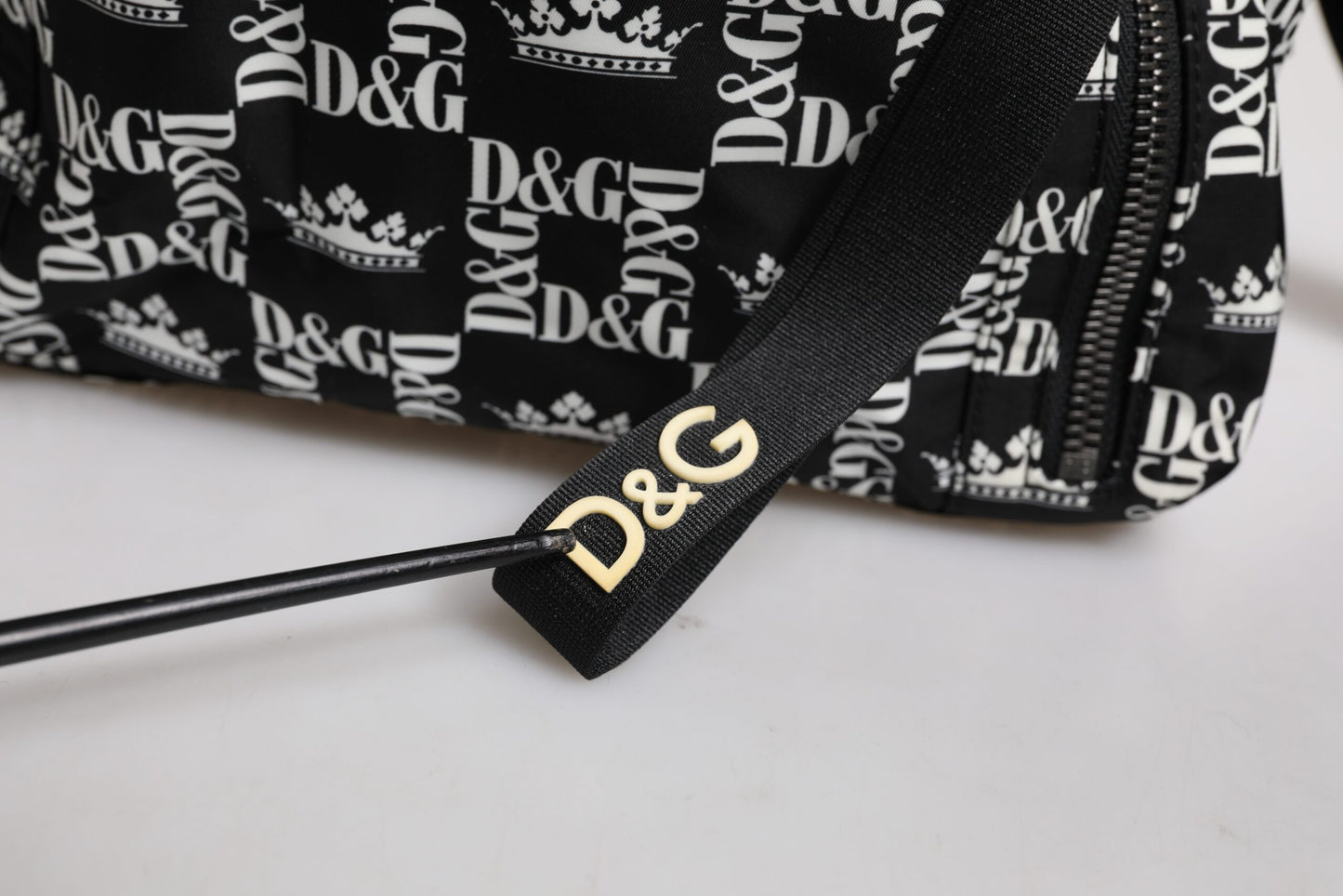 Dolce & Gabbana Schwarz-Weiß-Krone gedruckt Nylon Schule Rucksack Tasche