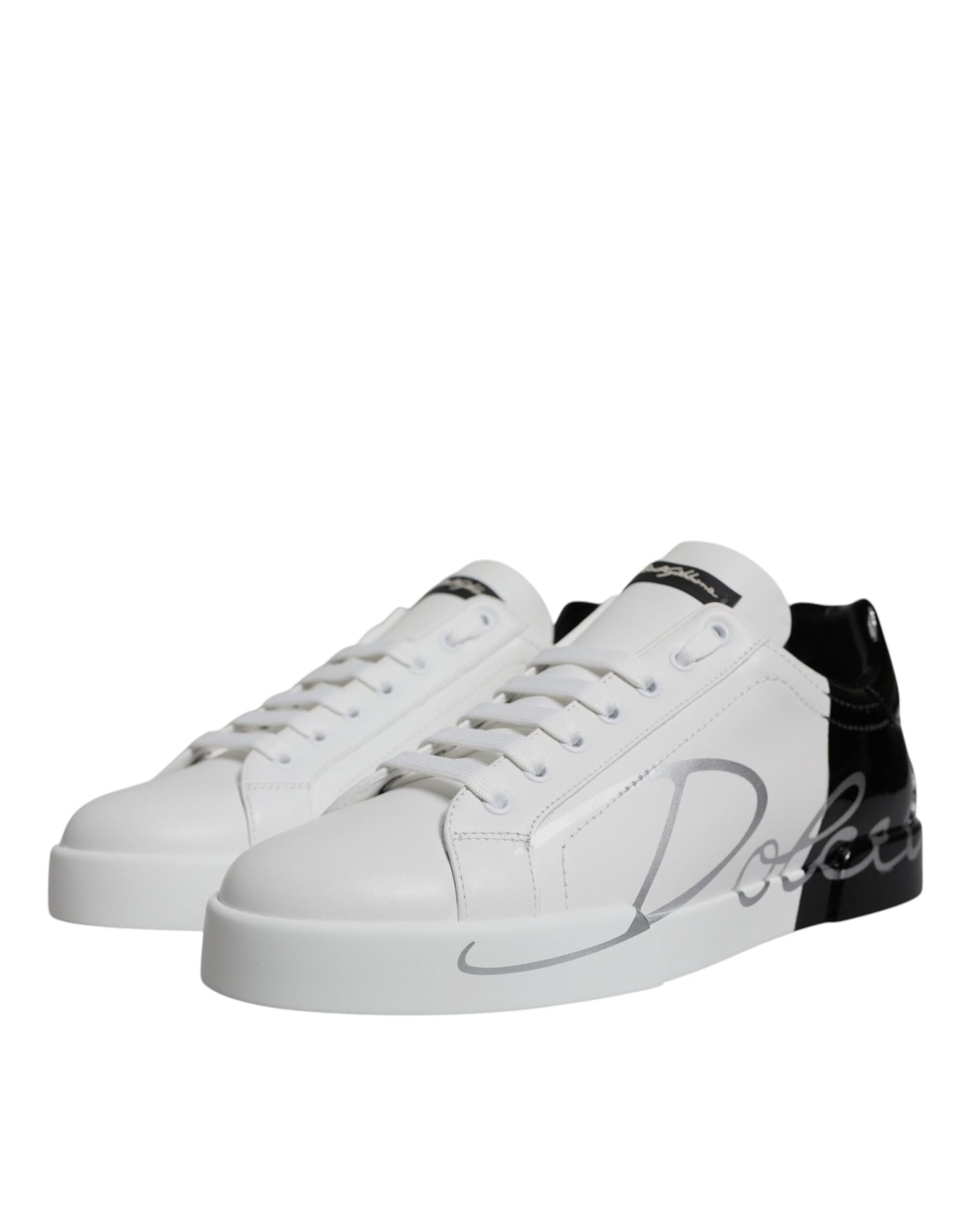 Dolce & Gabbana Weiß Schwarz Logo Portofino Sneaker Schuhe