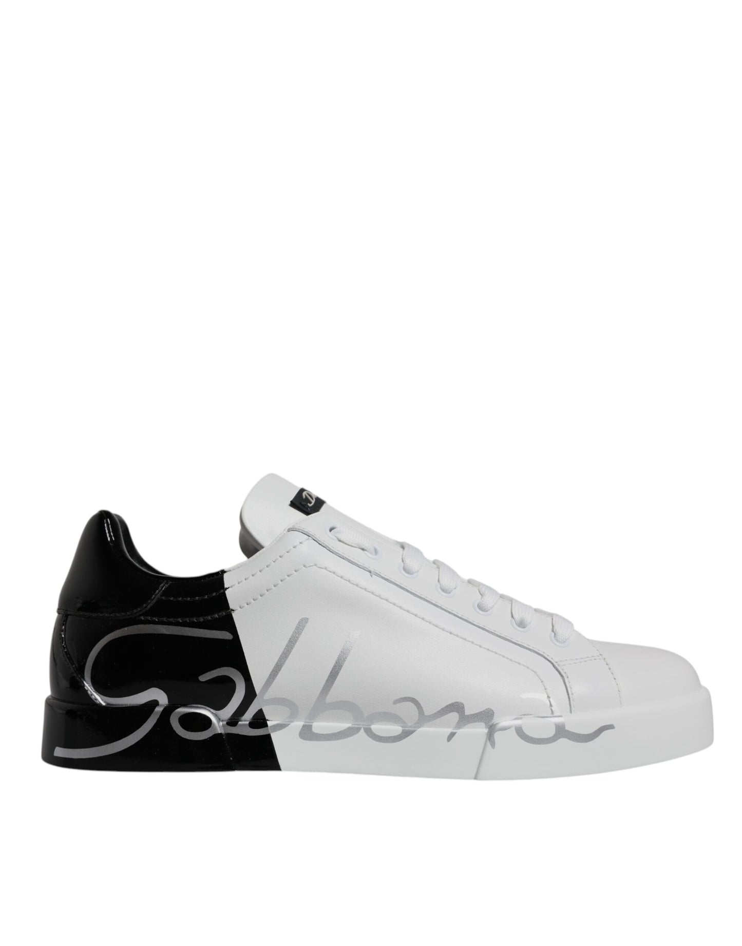 Dolce & Gabbana Weiß Schwarz Logo Portofino Sneaker Schuhe