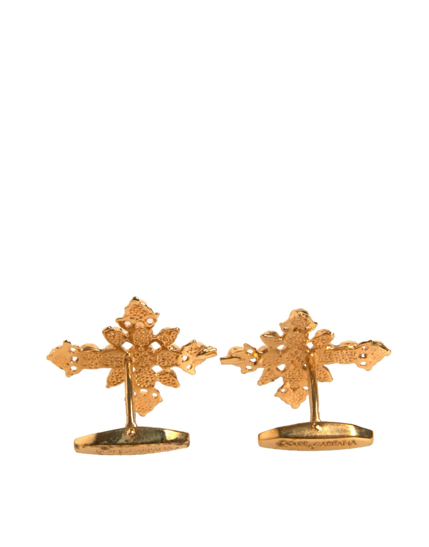 Dolce & Gabbana Manschettenknopf Messing Kreuz mit Kristall, goldfarben