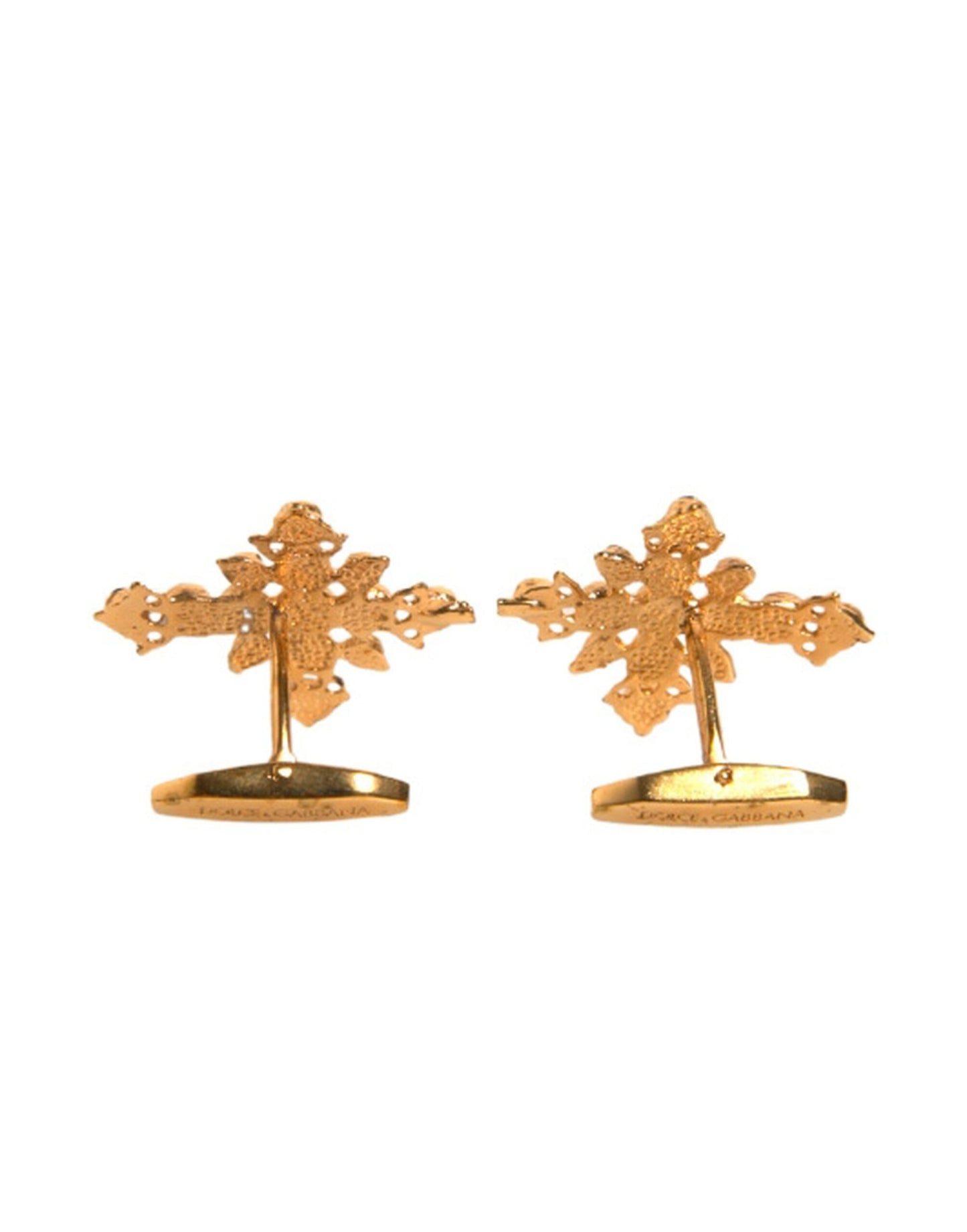 Dolce & Gabbana Manschettenknopf Messing Kreuz mit Kristall, goldfarben