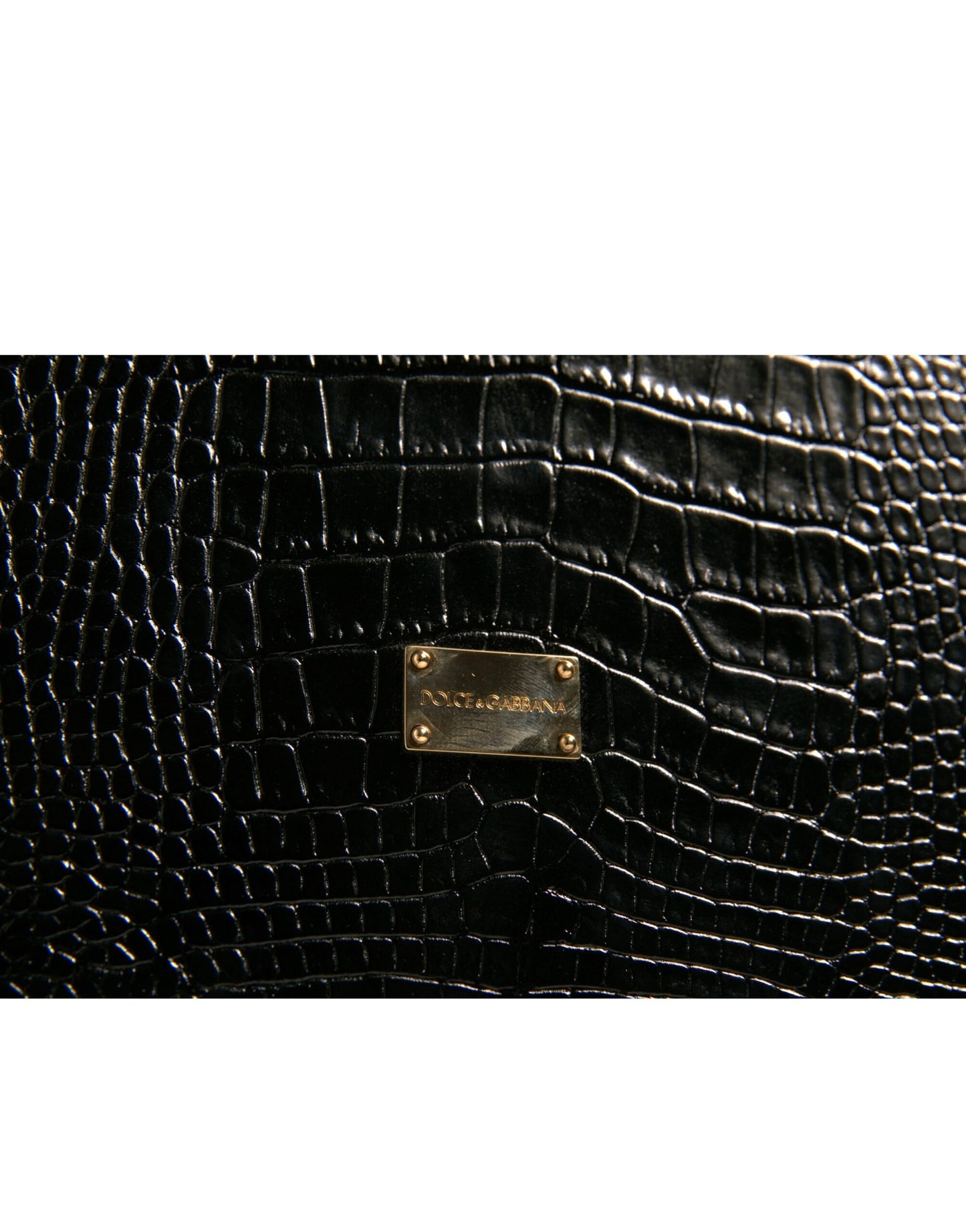 Dolce & Gabbana Elegantes schwarzes Leder Logo Plaque Halter Katalog Etui