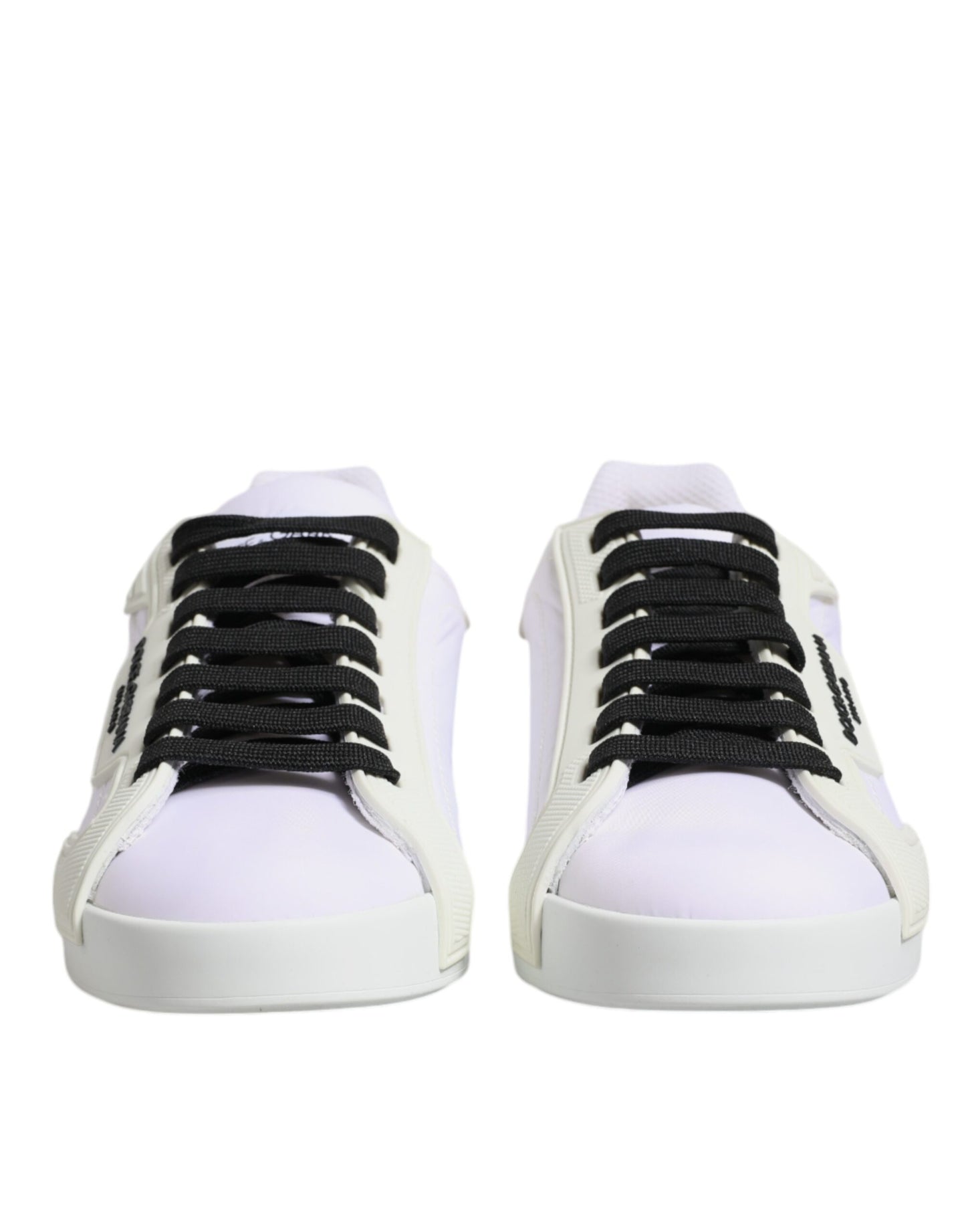 Dolce & Gabbana Weiße Nylon Leder Low Top Sneakers Schuhe