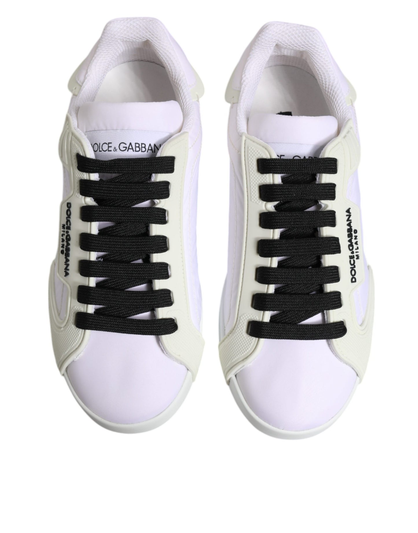 Dolce & Gabbana Weiße Nylon Leder Low Top Sneakers Schuhe