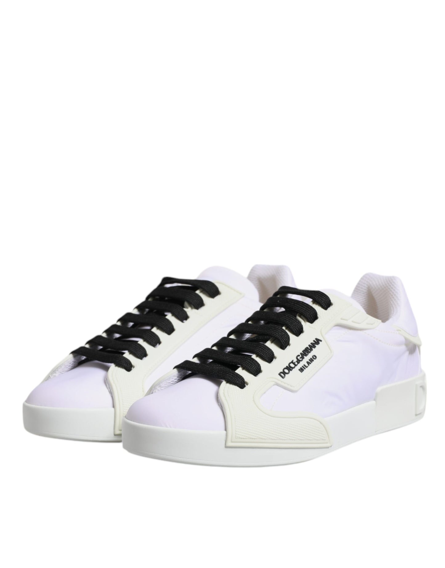 Dolce & Gabbana Weiße Nylon Leder Low Top Sneakers Schuhe