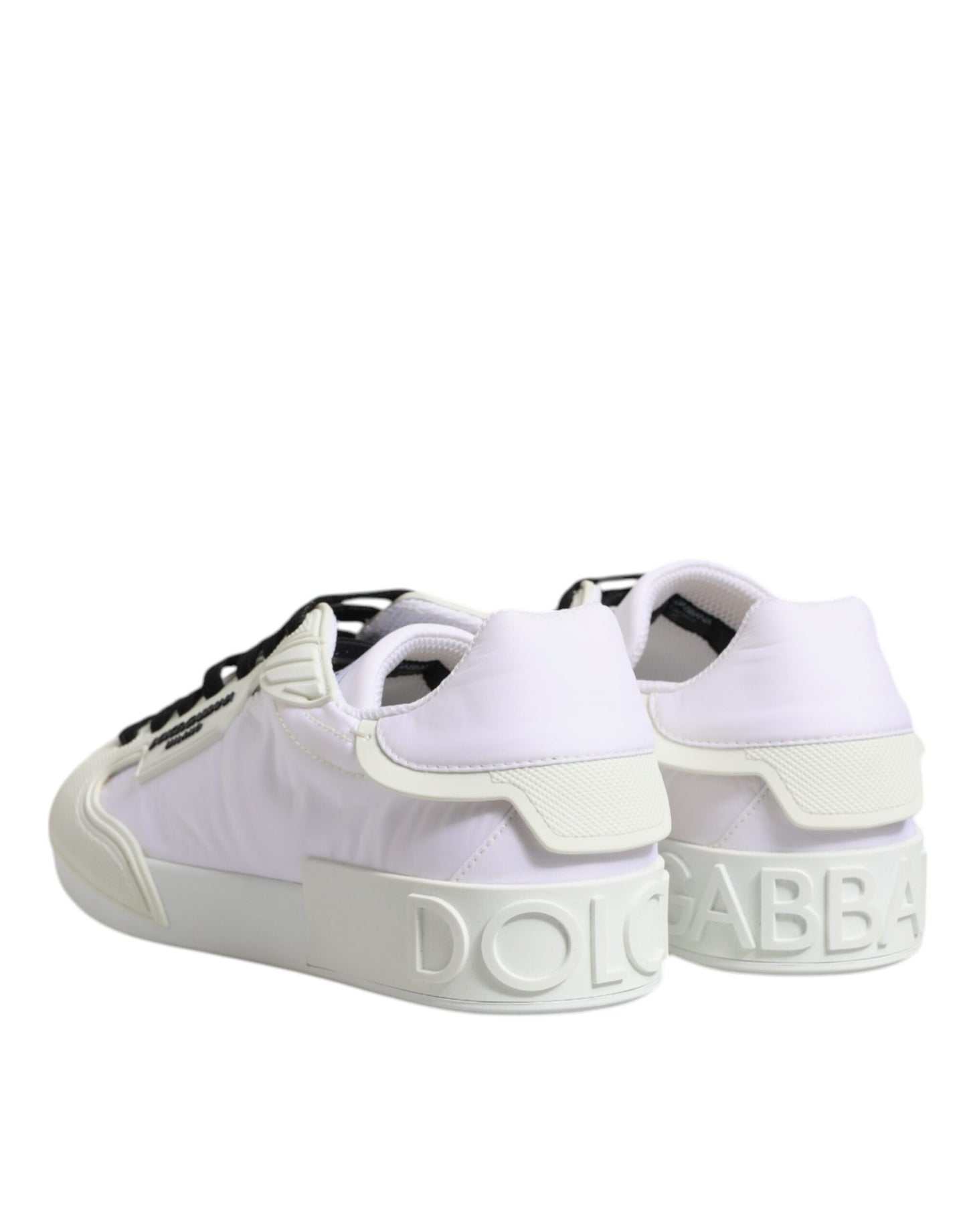 Dolce & Gabbana Weiße Nylon Leder Low Top Sneakers Schuhe