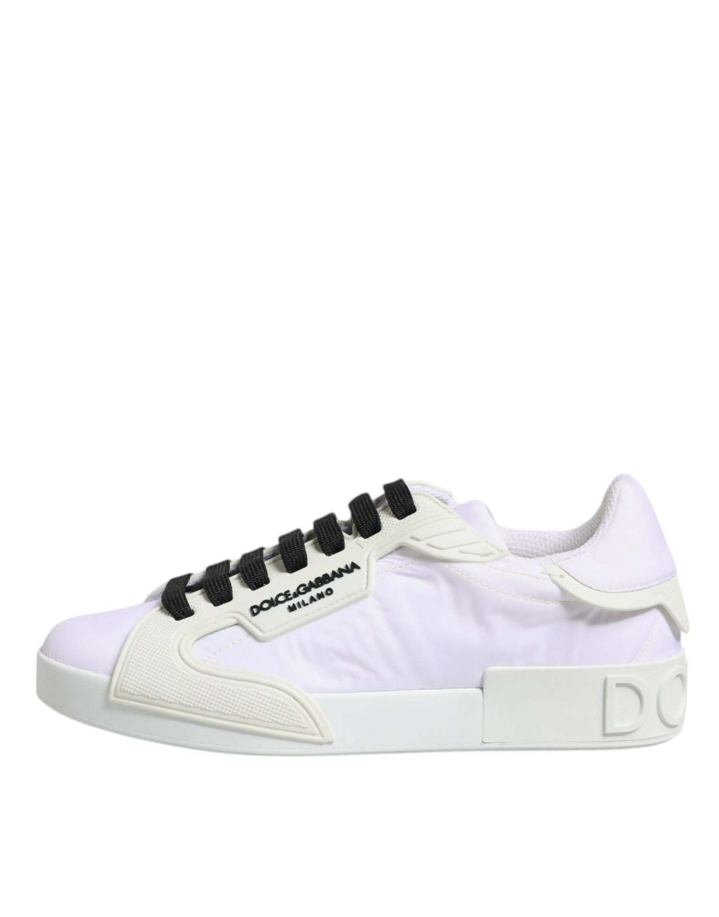 Dolce & Gabbana Weiße Nylon Leder Low Top Sneakers Schuhe