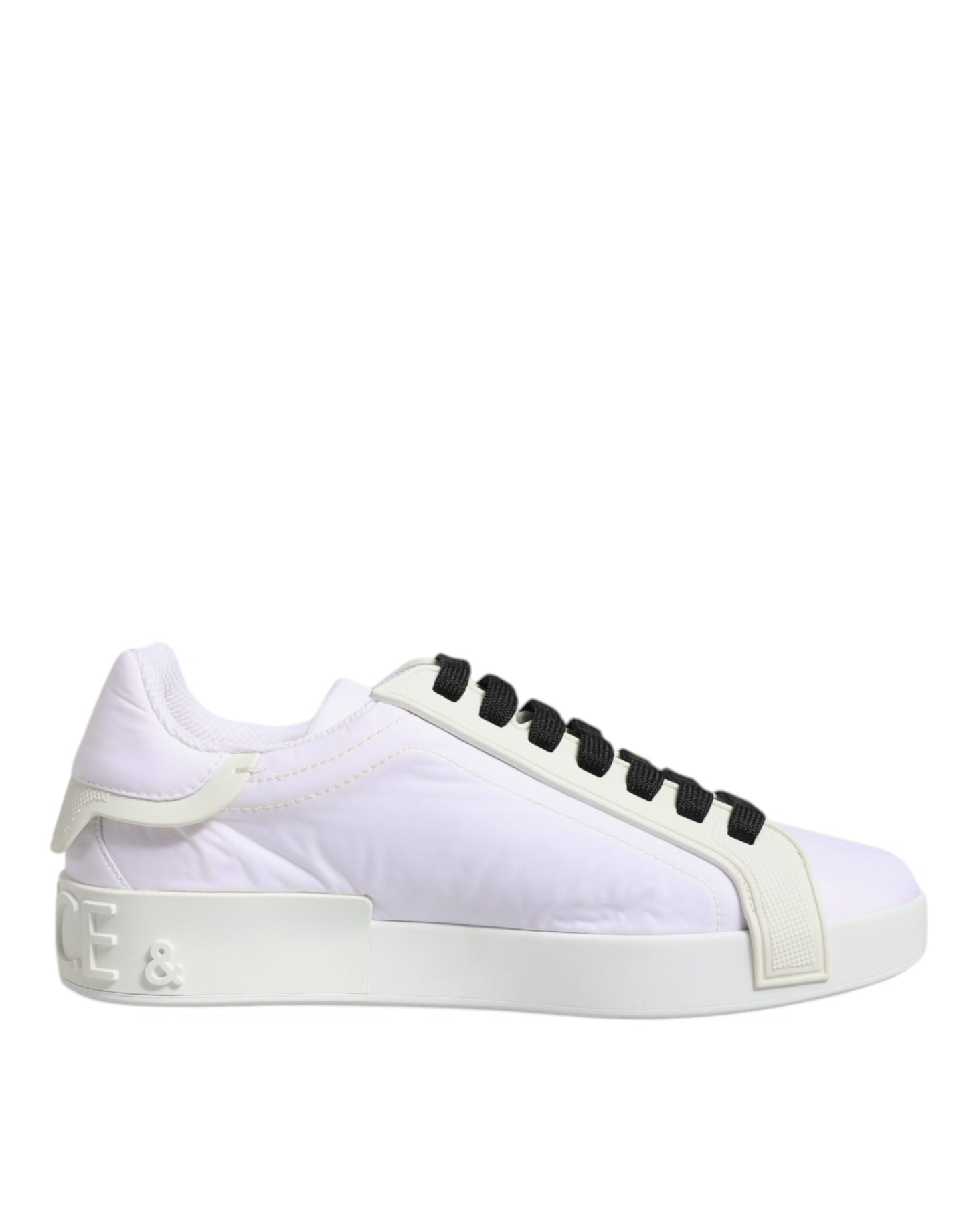 Dolce & Gabbana Weiße Nylon Leder Low Top Sneakers Schuhe