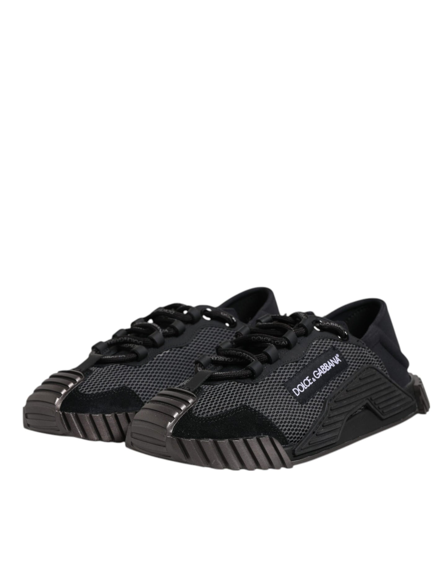 Dolce & Gabbana Schwarz Nylon NS1 Low Top Männer Turnschuhe Schuhe