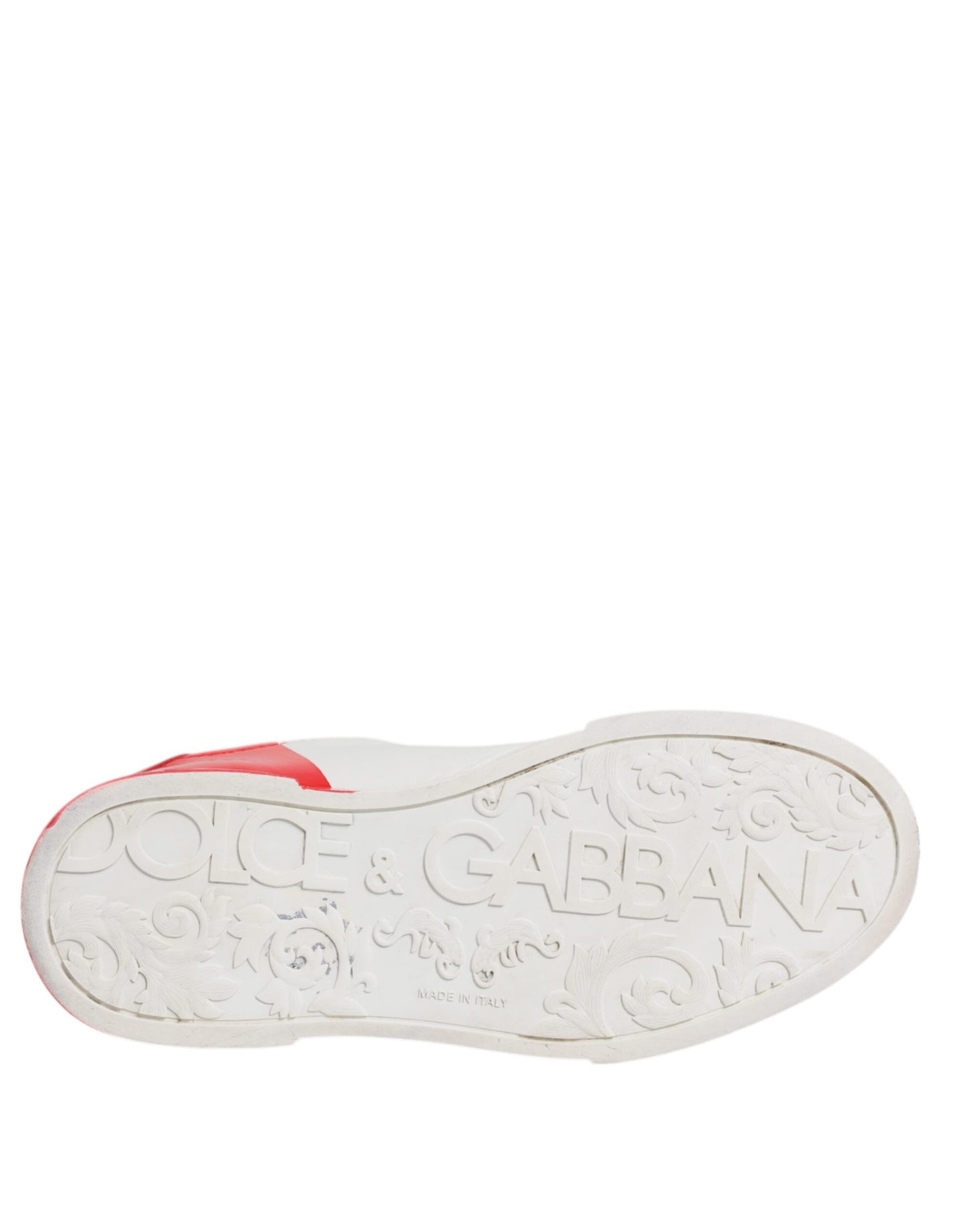 Dolce & Gabbana Weiß Rot Portofino Leder Turnschuhe Schuhe