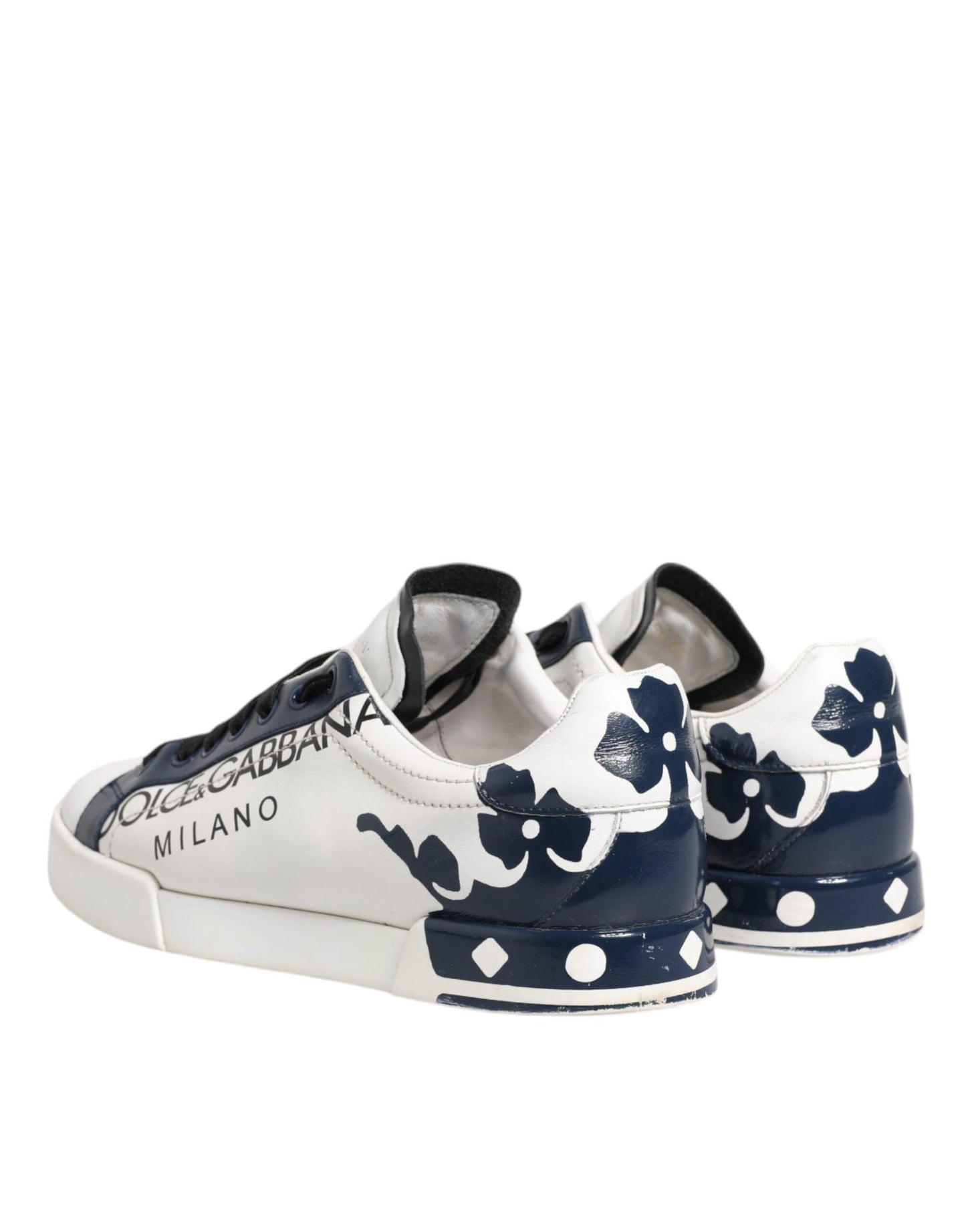 Dolce & Gabbana Weiß Blau Leder Crown Milano Turnschuhe Schuhe